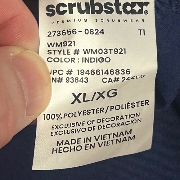 Scrubstar Unisex Size XL Core Essentials V-Neck Scrub Top Indigo NWT - Picture 9 of 12